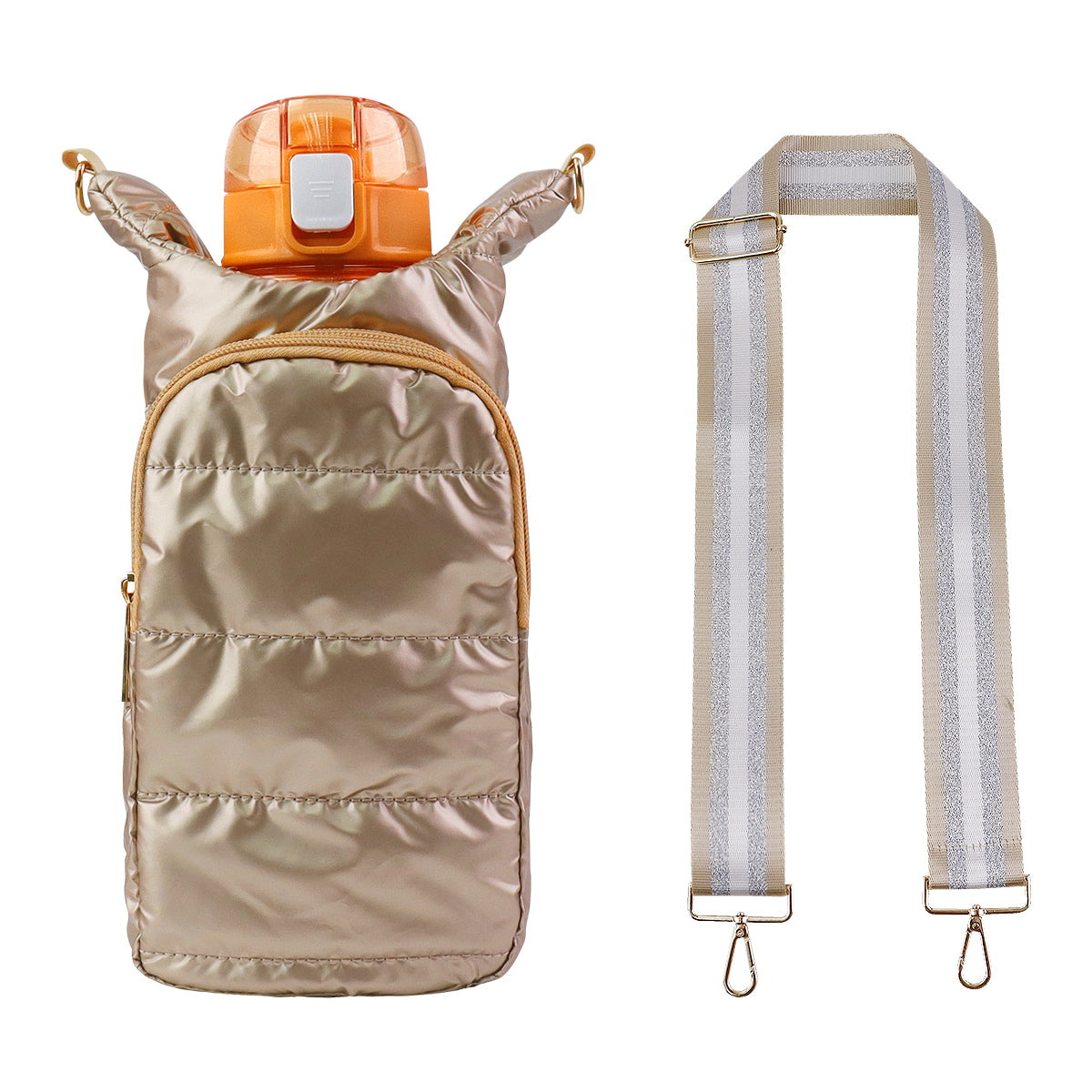 Crossbody HydroBag for Water Bottle Gold