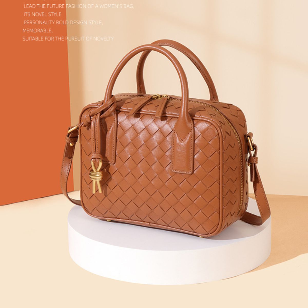 Arden Woven Crossbody Bag Brown