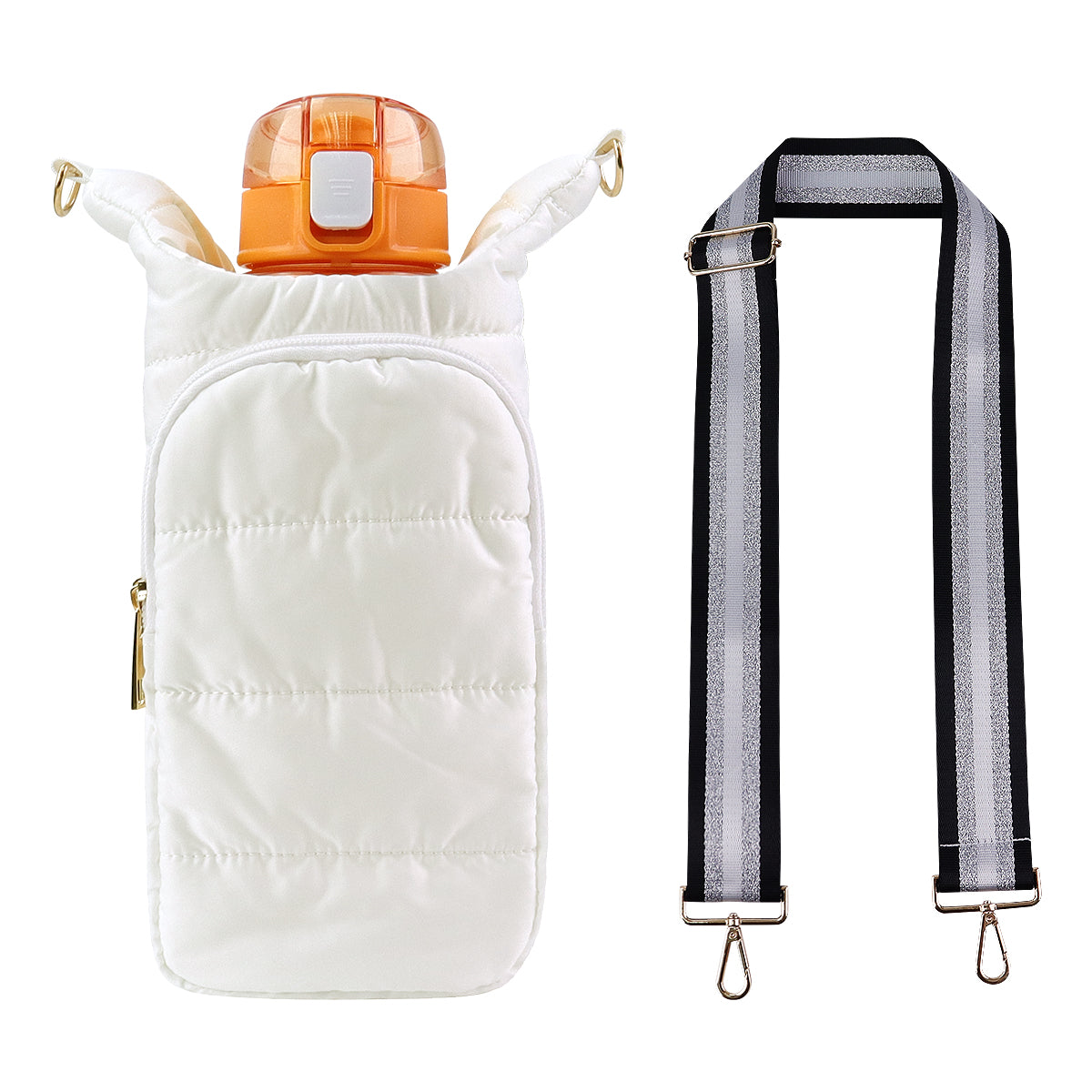 Crossbody HydroBag for Water Bottle White