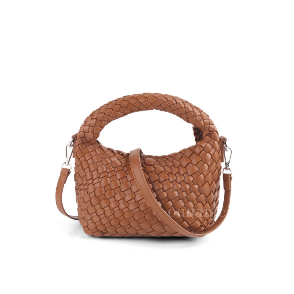 Mini Woven Crossbody Tote Bag Brown