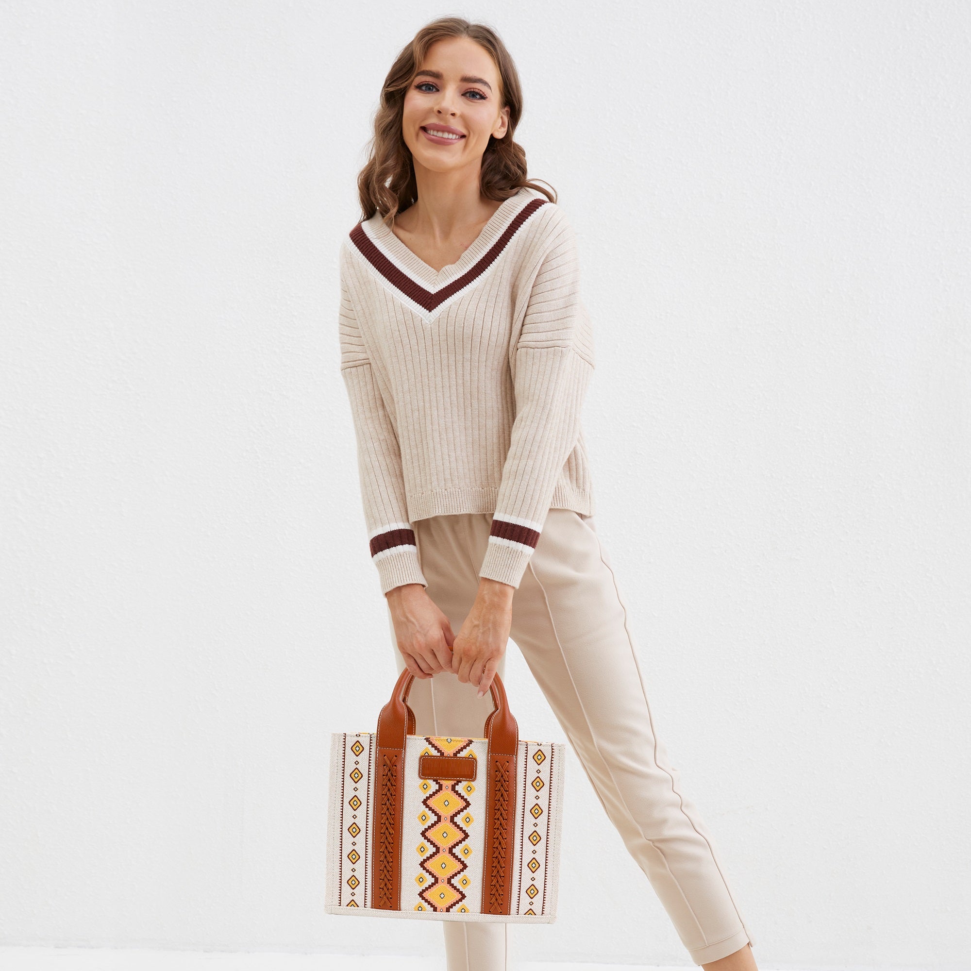 Ounamei Aztec Crossbody Tote Bag