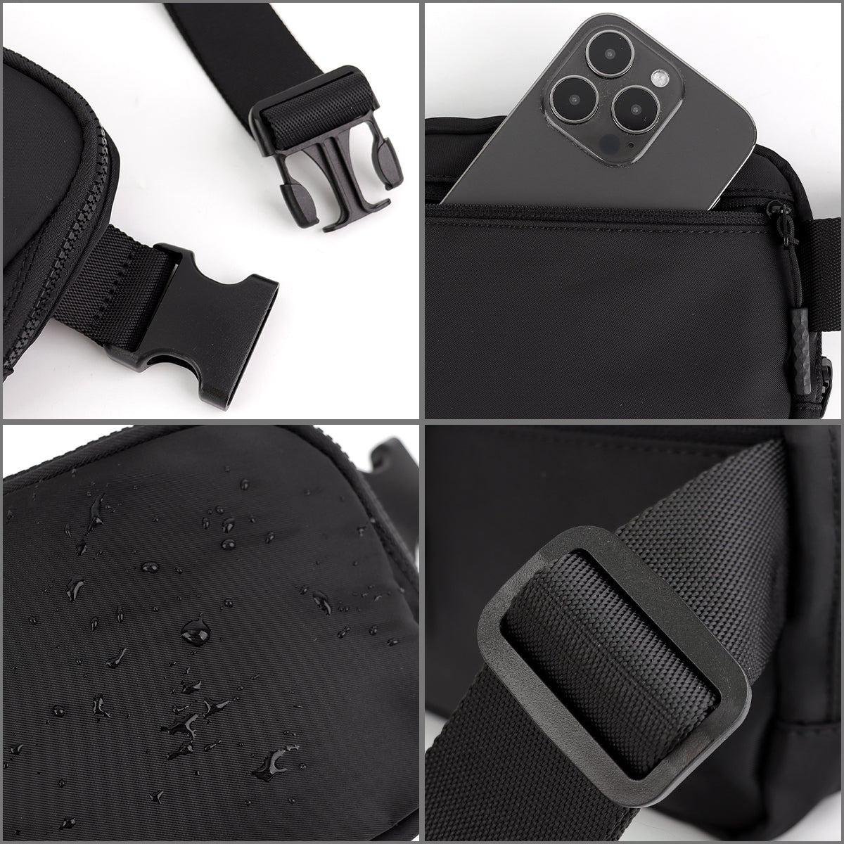 Dazzling Nylon Belt Bag black