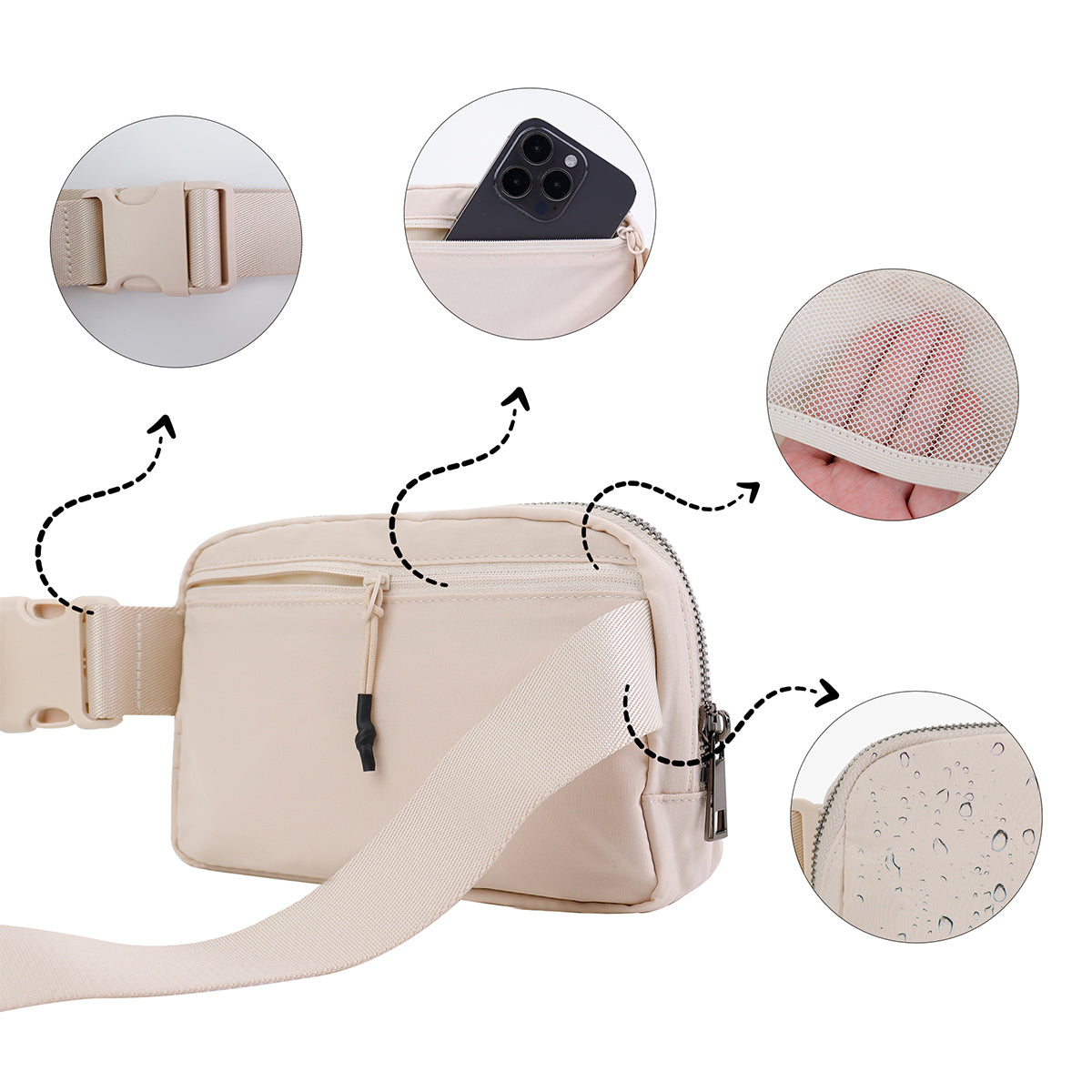 Nylon Belt Bag cream