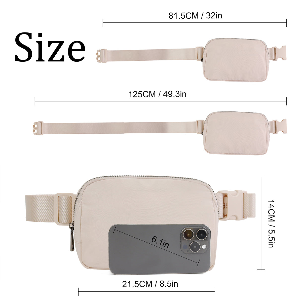 Dazzling Nylon Belt Bag cream