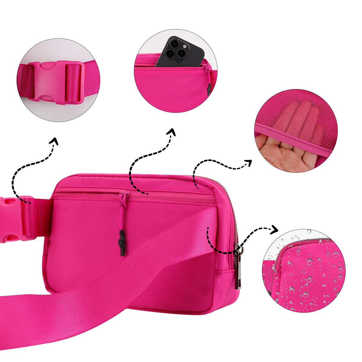 Nylon Belt Bag hot pink