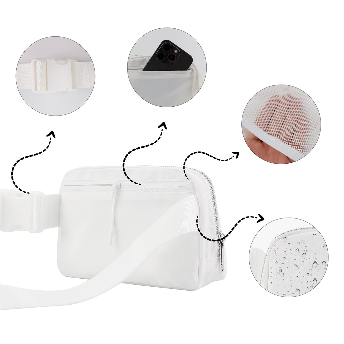 Dazzling Nylon Belt Bag white