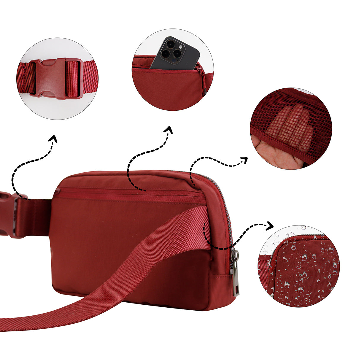 Dazzling Nylon Belt Bag red