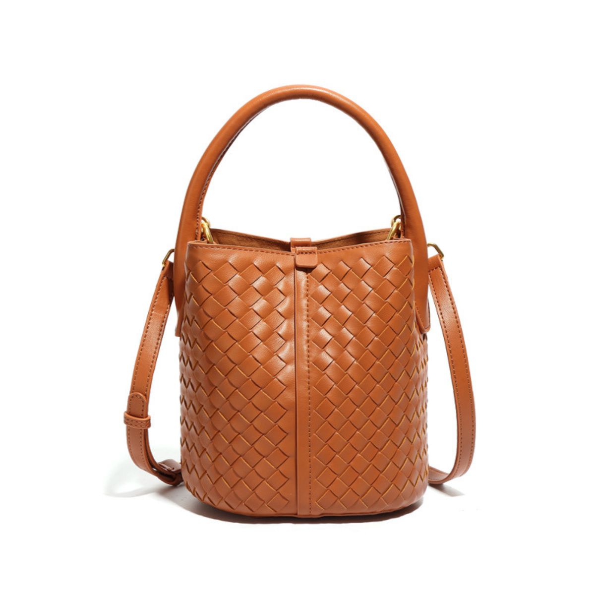 Diana Woven Bucket Bag Brown