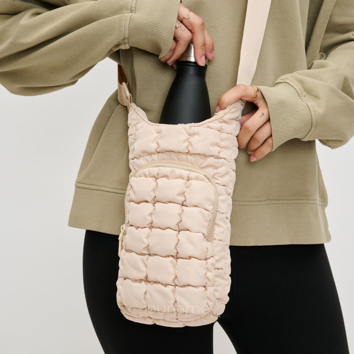 Cream Quilted Crossbody Bag