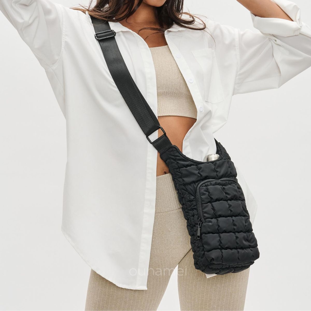 Black Quilted Crossbody Bag