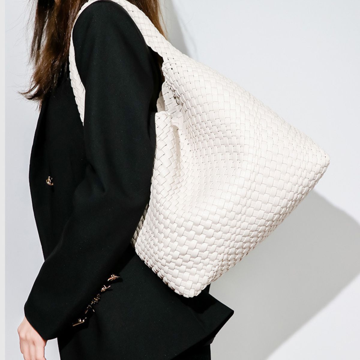 Ollie Woven Hobo Bag White