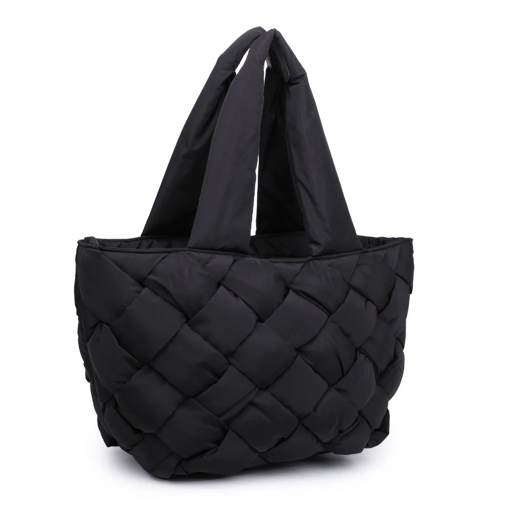 Puffer Jacket Woven Tote Black