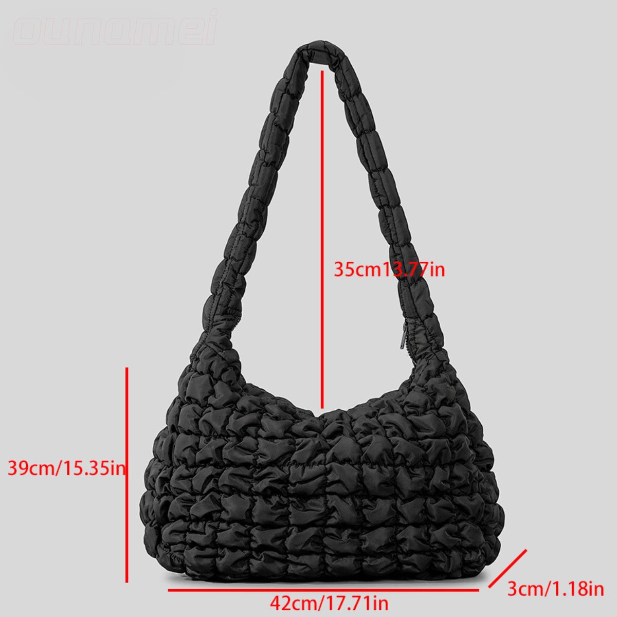 Puffer Quilted Tote Cream Black