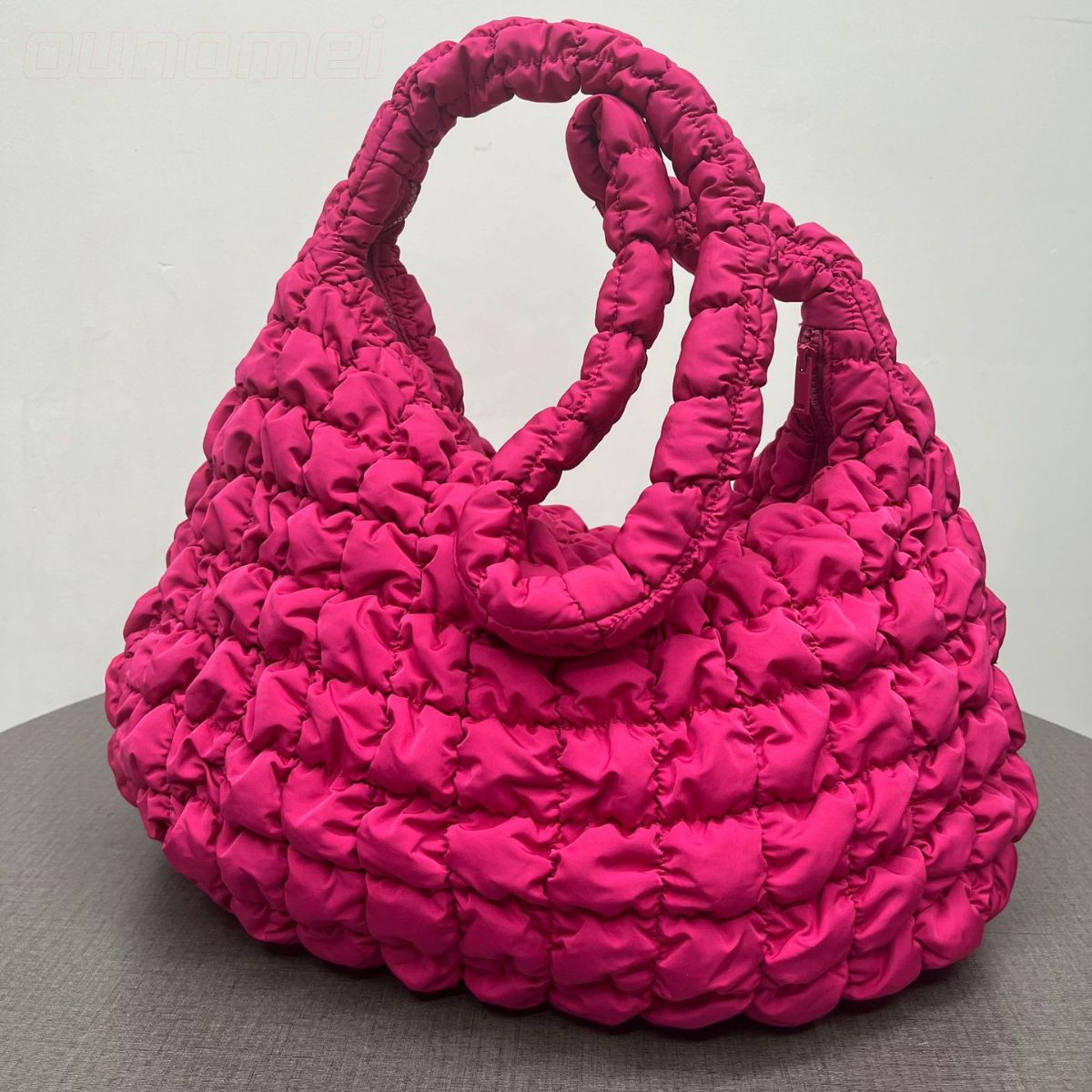 Quilted Puffer Carryall Bag Hot Pink