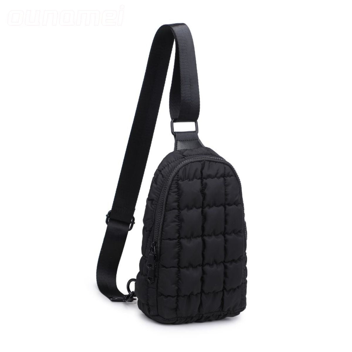 Puffer Quilted Sling Bag Black