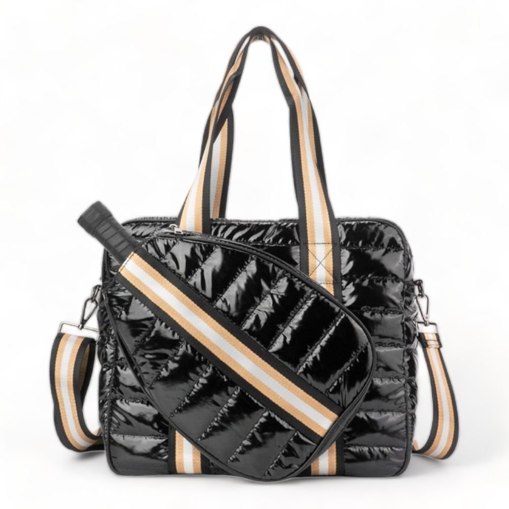 Quilted Puffer Pickleball Bag Black