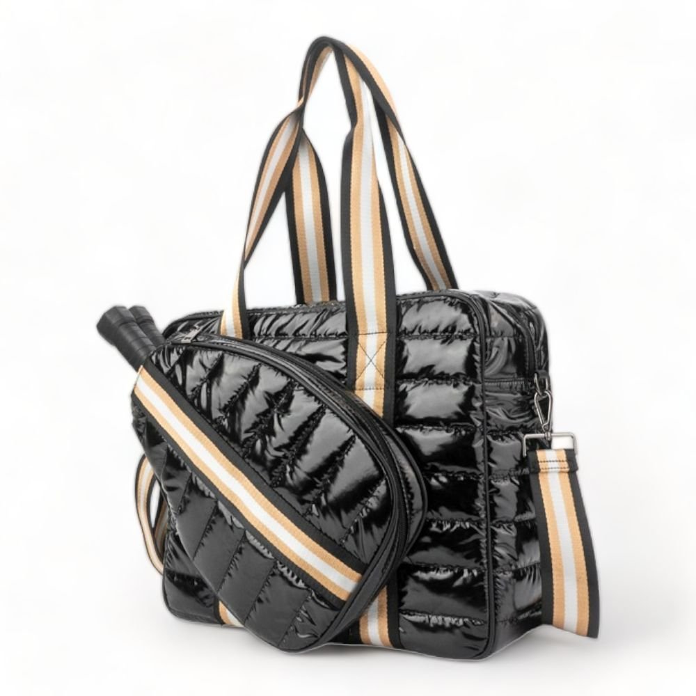 Quilted Puffer Pickleball Bag Black