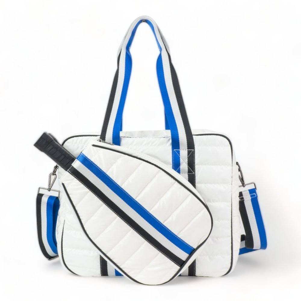 Quilted Puffer Pickleball Bag White