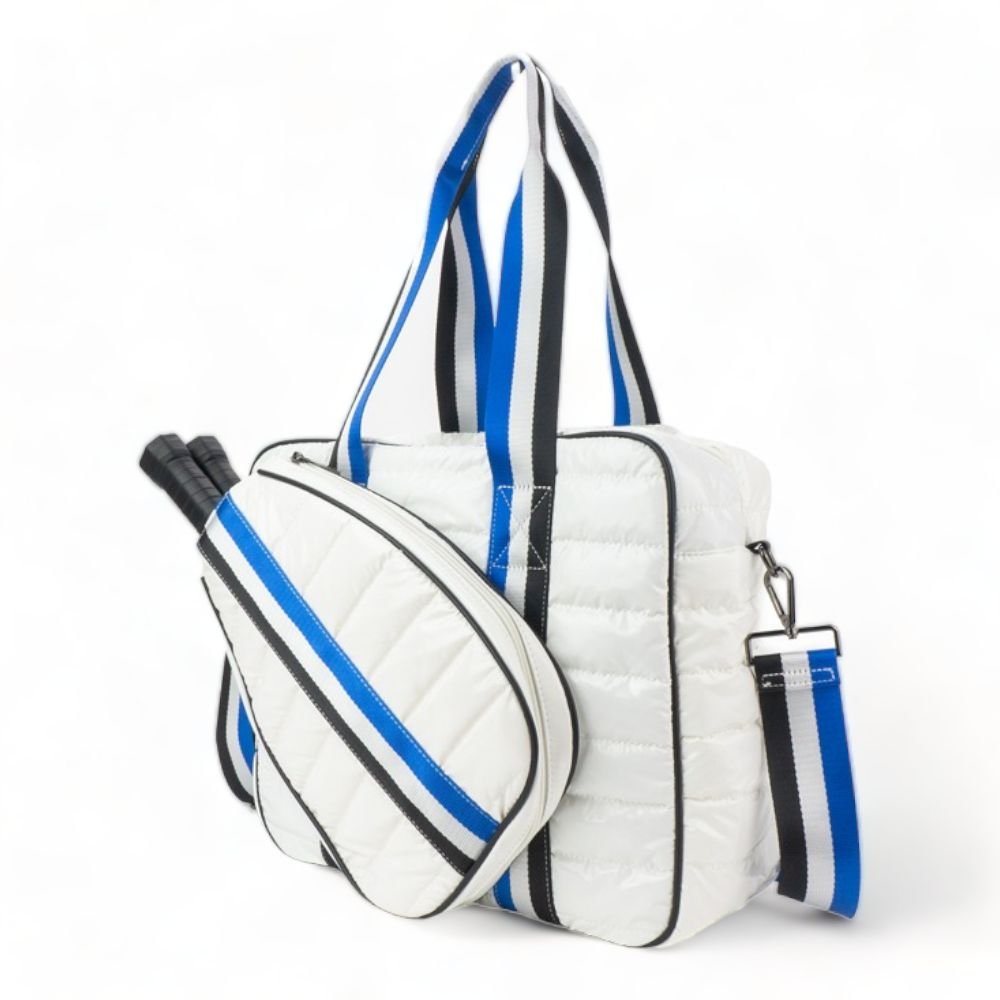 Quilted Puffer Pickleball Bag White