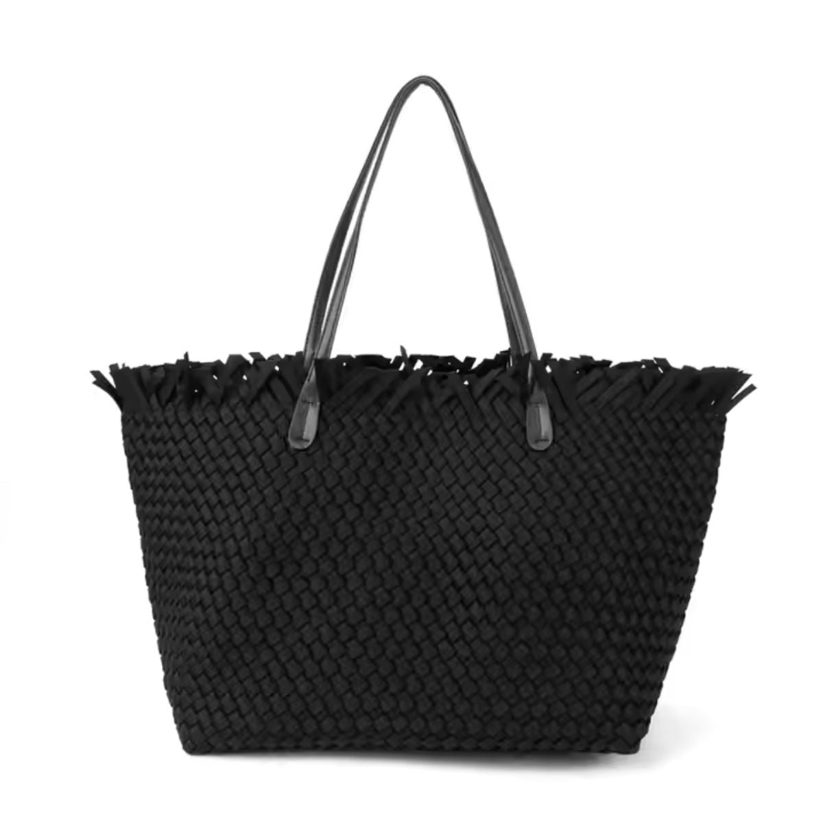 The Drew Woven Neoprene Tote Black