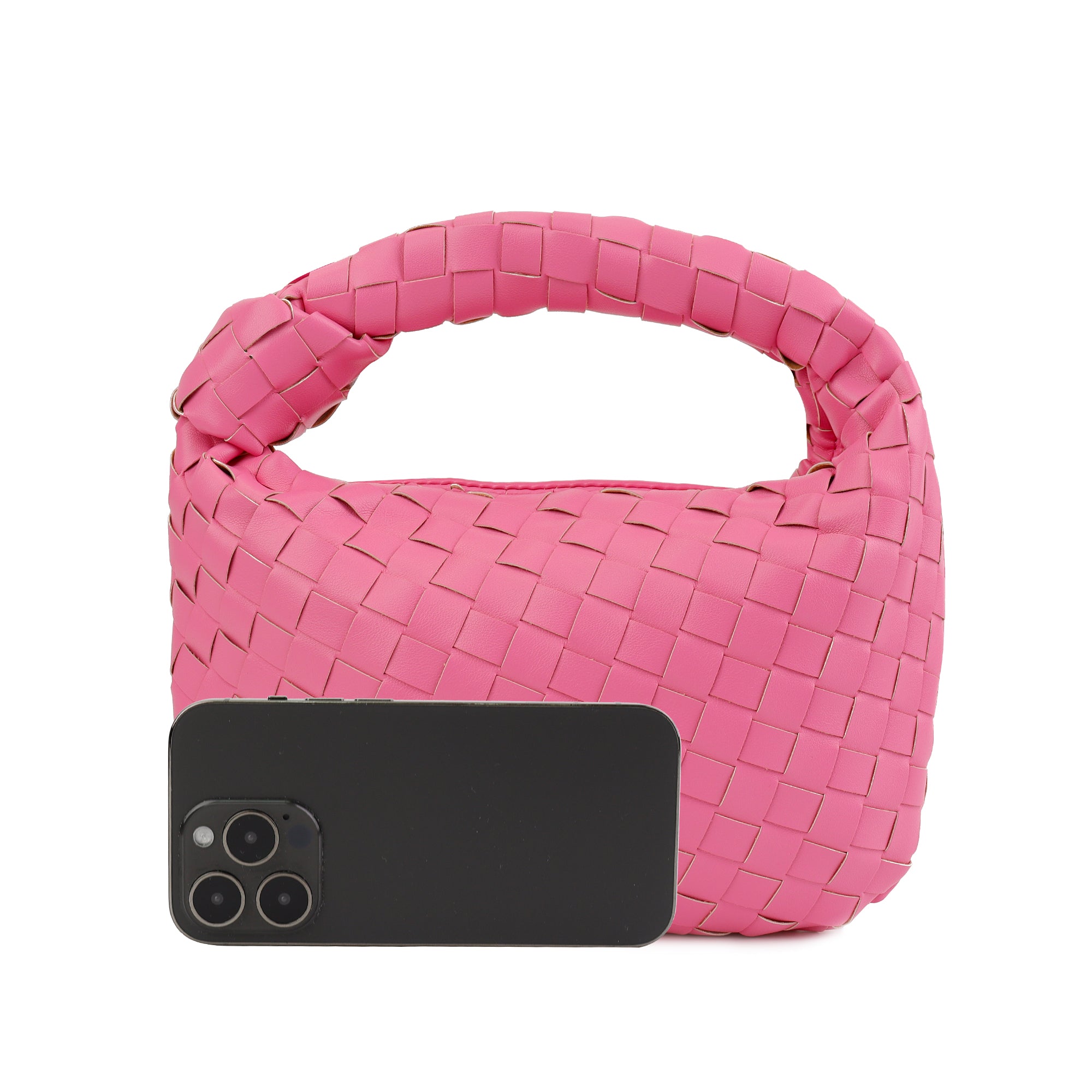 Willow Woven Knotted Clutch Bag Pink