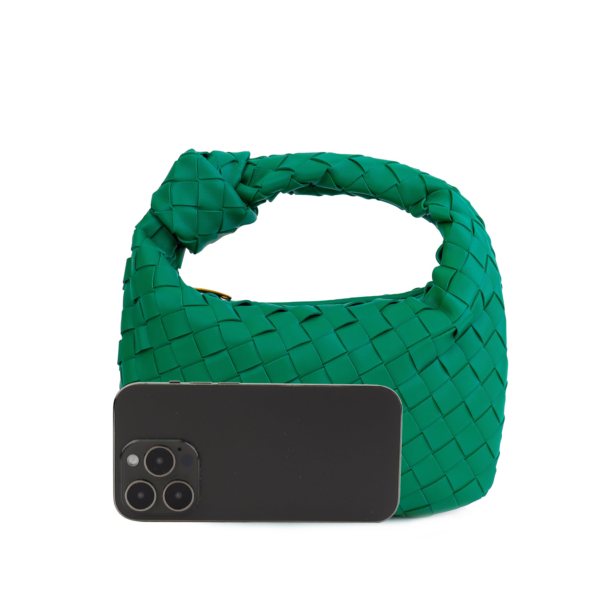 Willow Woven Knotted Clutch Bag Green