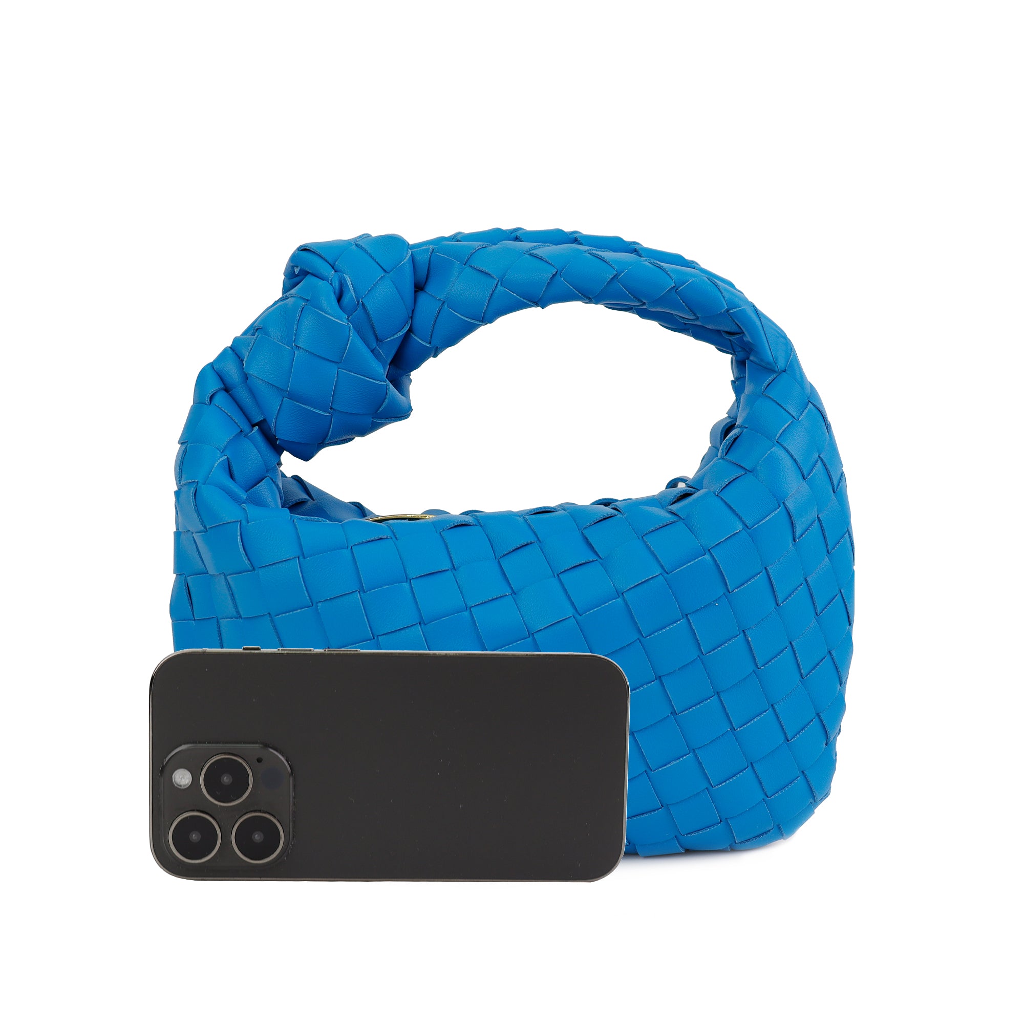 Willow Woven Knotted Clutch Bag Blue