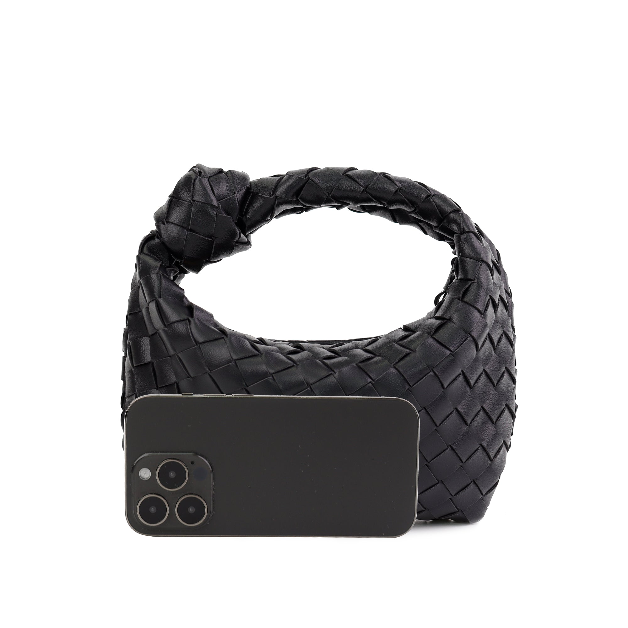 Willow Woven Knotted Clutch Bag Black