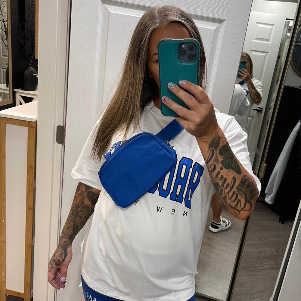 Dazzling Nylon Belt Bag Blue