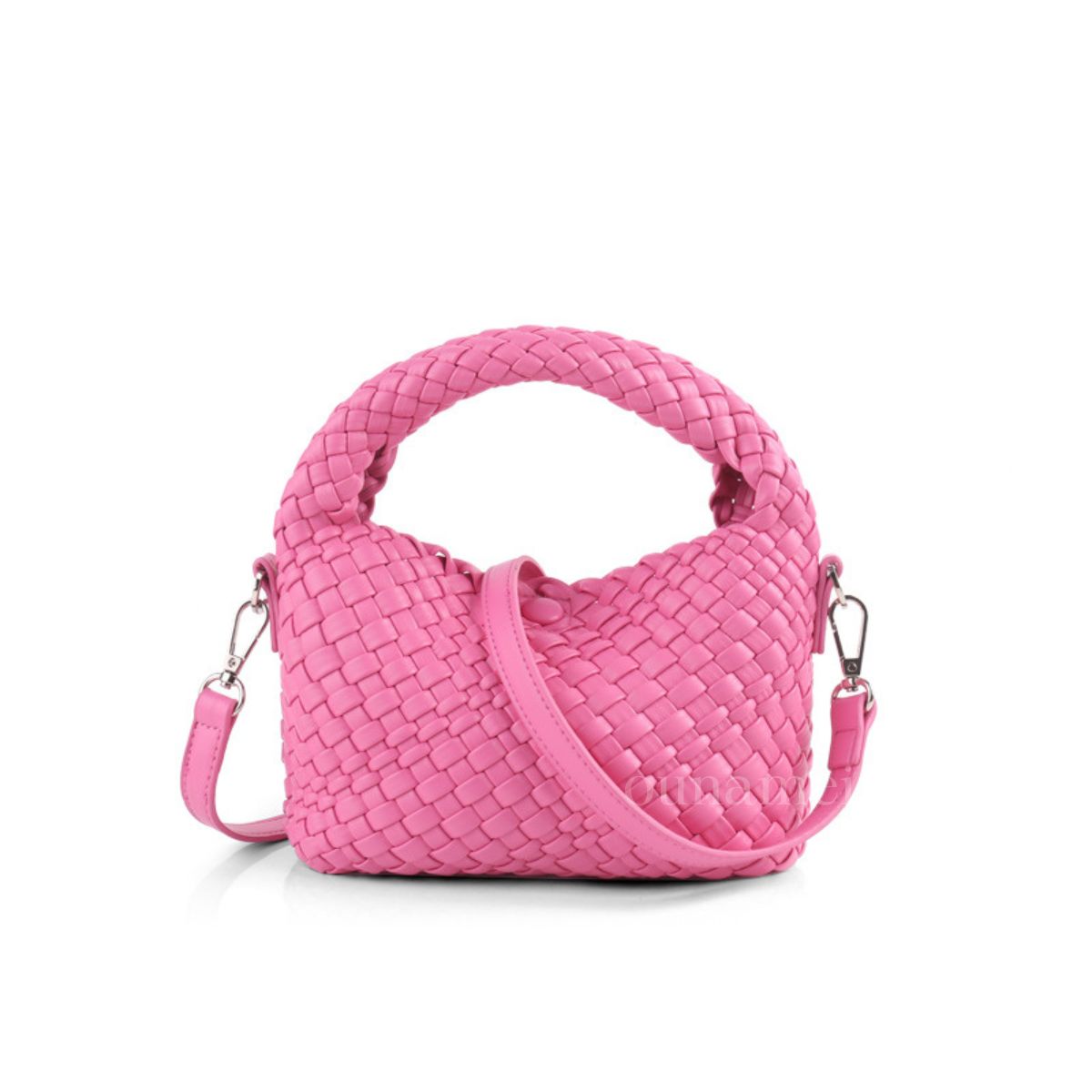 Mini Woven Crossbody Tote Bag Hot Pink