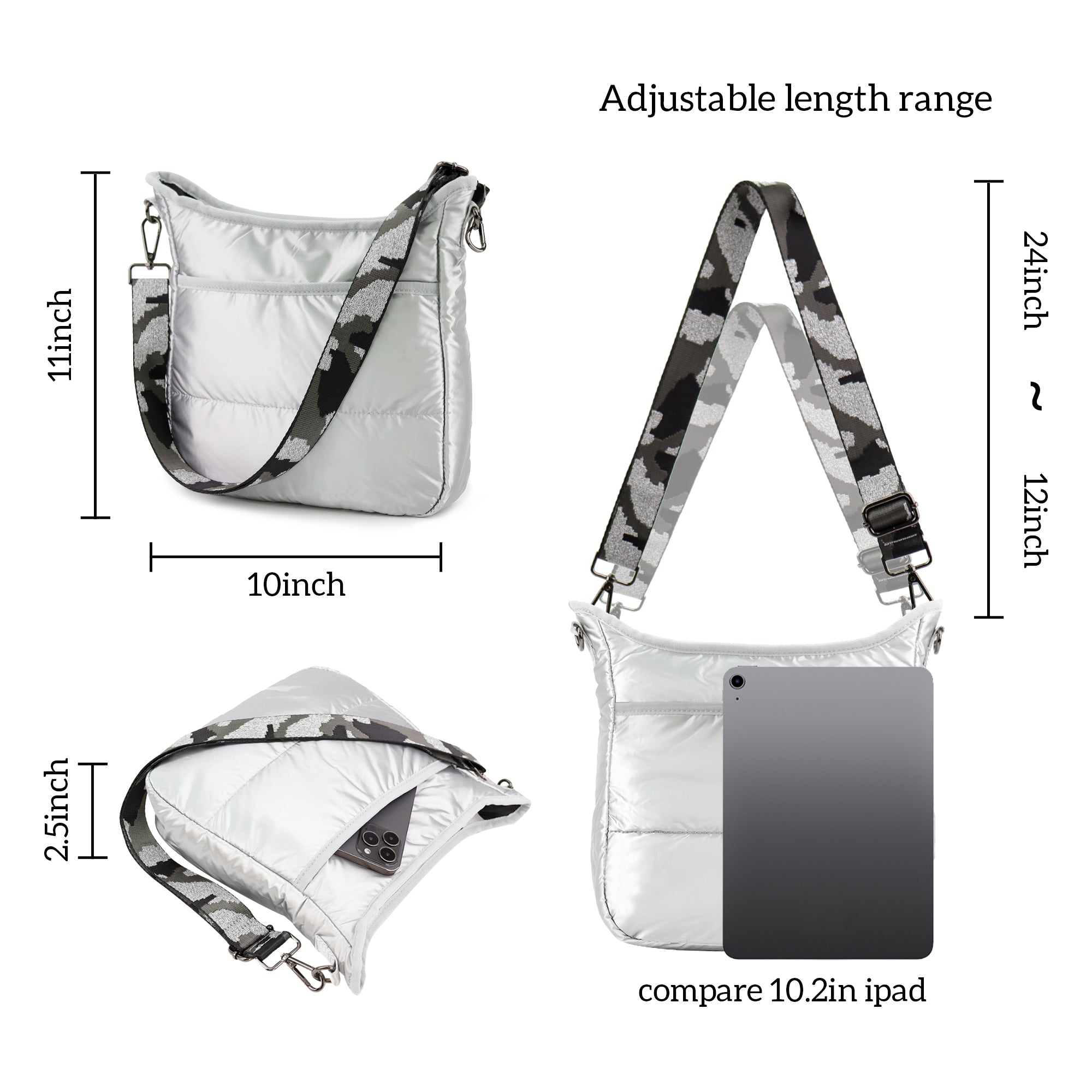 Dana Puffy Crossbody Silver