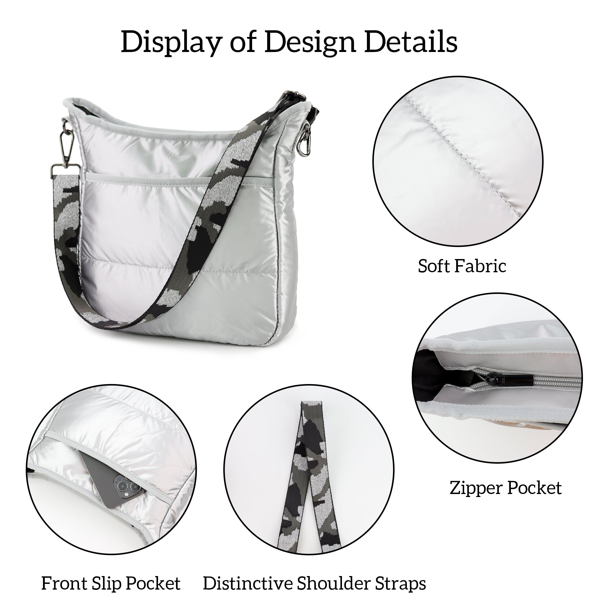 Dana Puffy Crossbody Silver