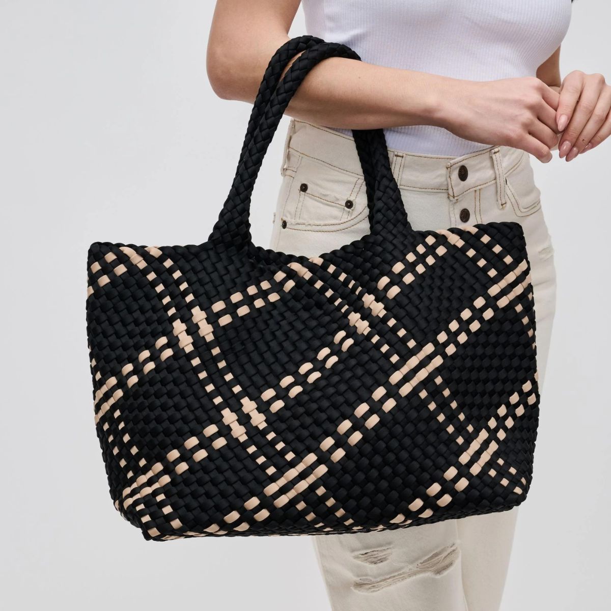 Colorblock Neoprene Woven Bag for Women