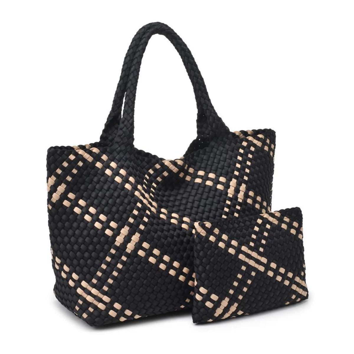 Colorblock Neoprene Woven Bag for Women