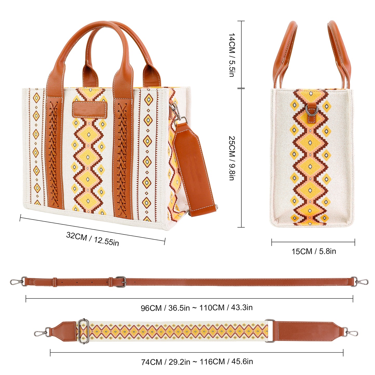 Ounamei Aztec Crossbody Tote Bag