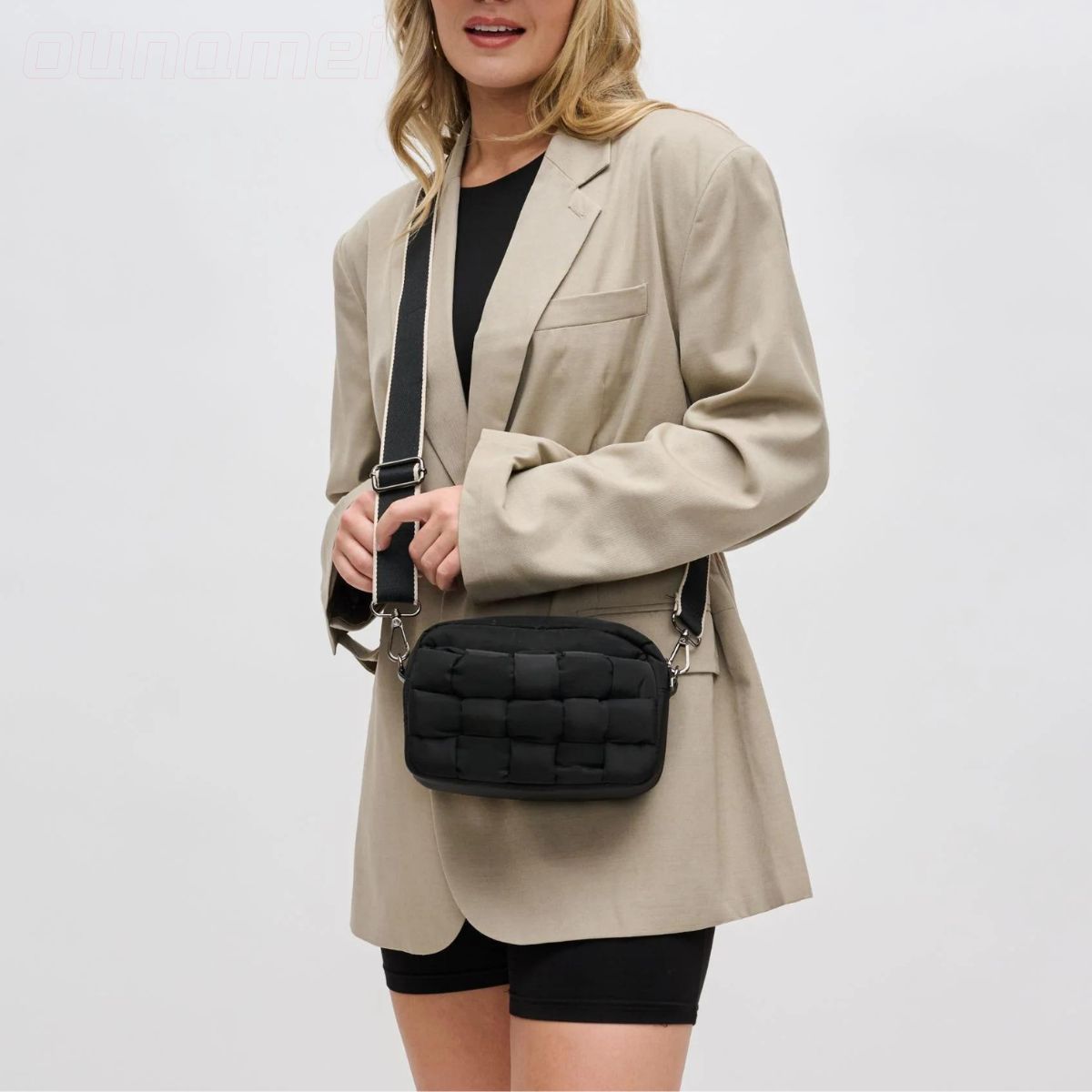 Puffer Jacket Woven Crossbody