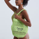 Straw Mesh Tote Bag Green