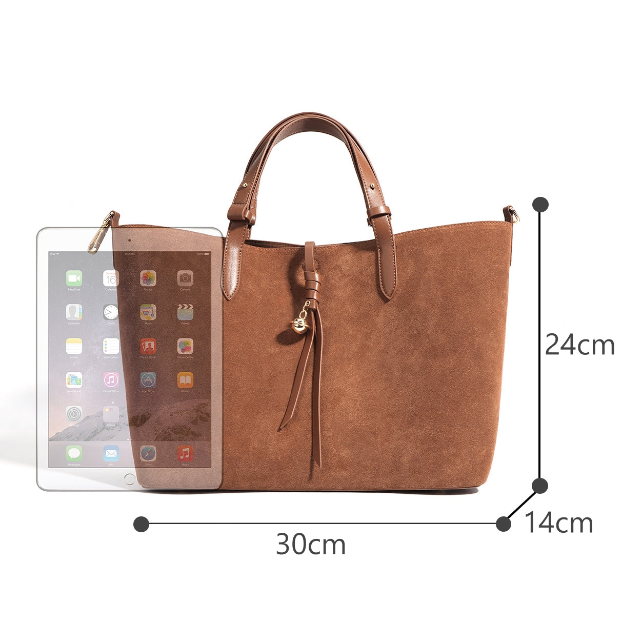 Genuine Leather Suede Tote Bucket Bag Stylish Durable | OUNAMEI