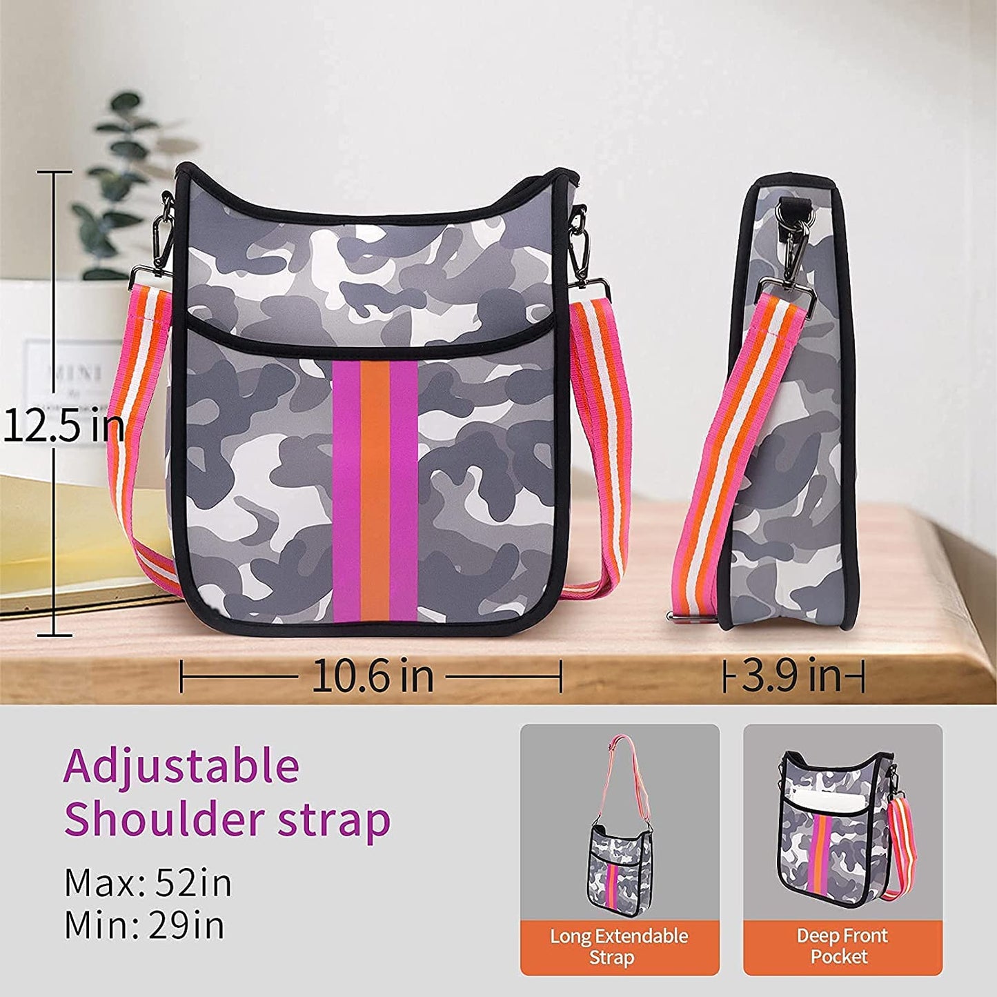 Crossbody Bag For Women, Neoprene Messenger Bag Travel Shoulder Bag | Ounamei MC34