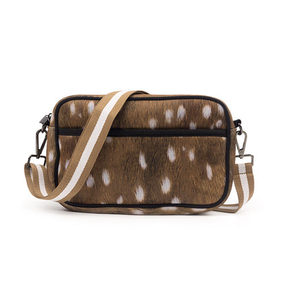 Messenger Bag Neoprene For Women, Crossbody Handbag Chestnut Deer Print | Ounamei MESS54