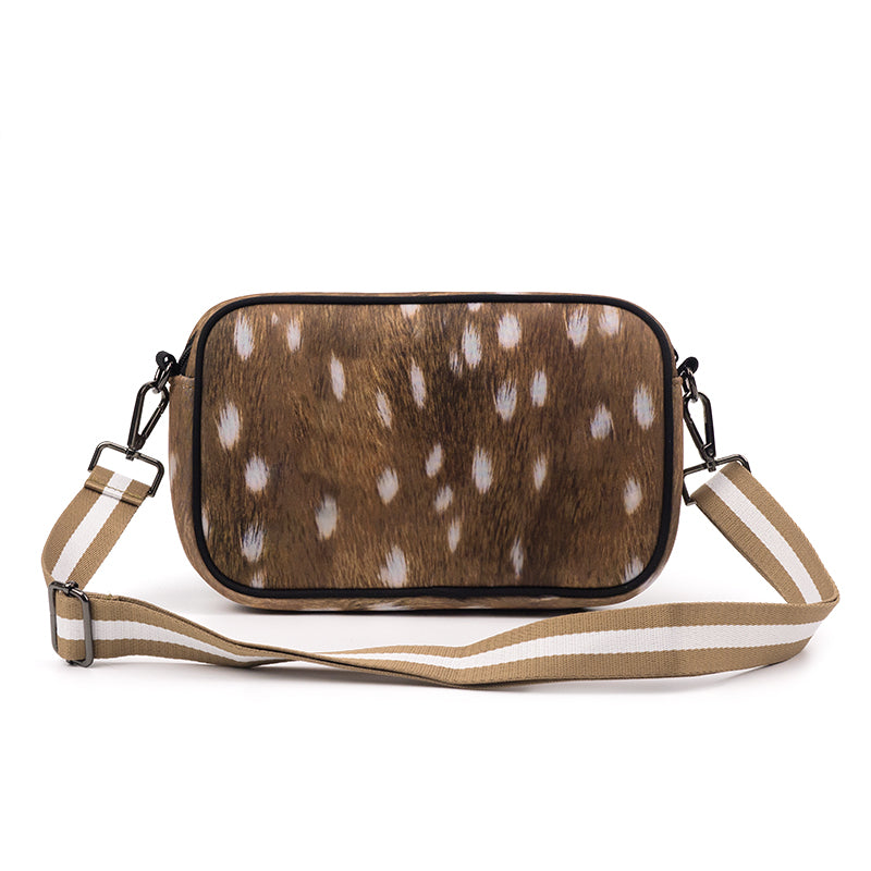 Messenger Bag Neoprene For Women, Crossbody Handbag Chestnut Deer Print | Ounamei MESS54